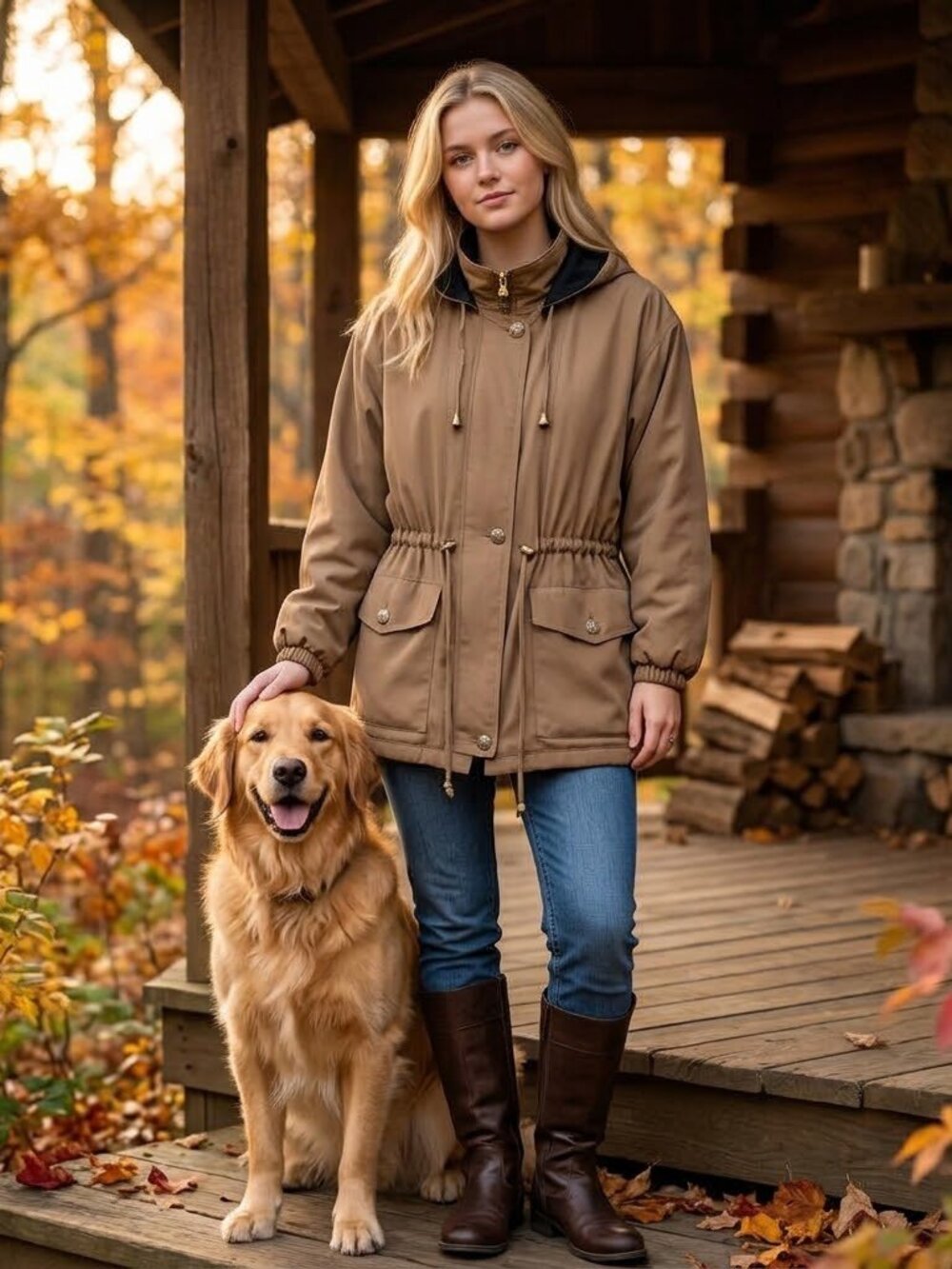 Vintage Current Seen Taupe Brown Hooded Jacket Size Medium